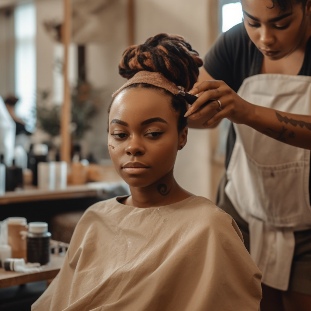 Beauty trainee learning in the salon