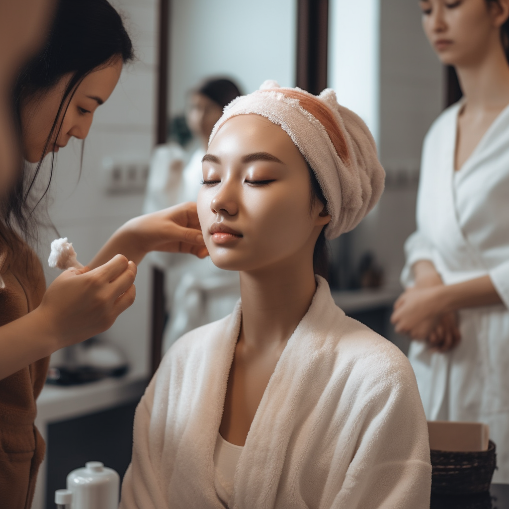 Student practising a facial treatment