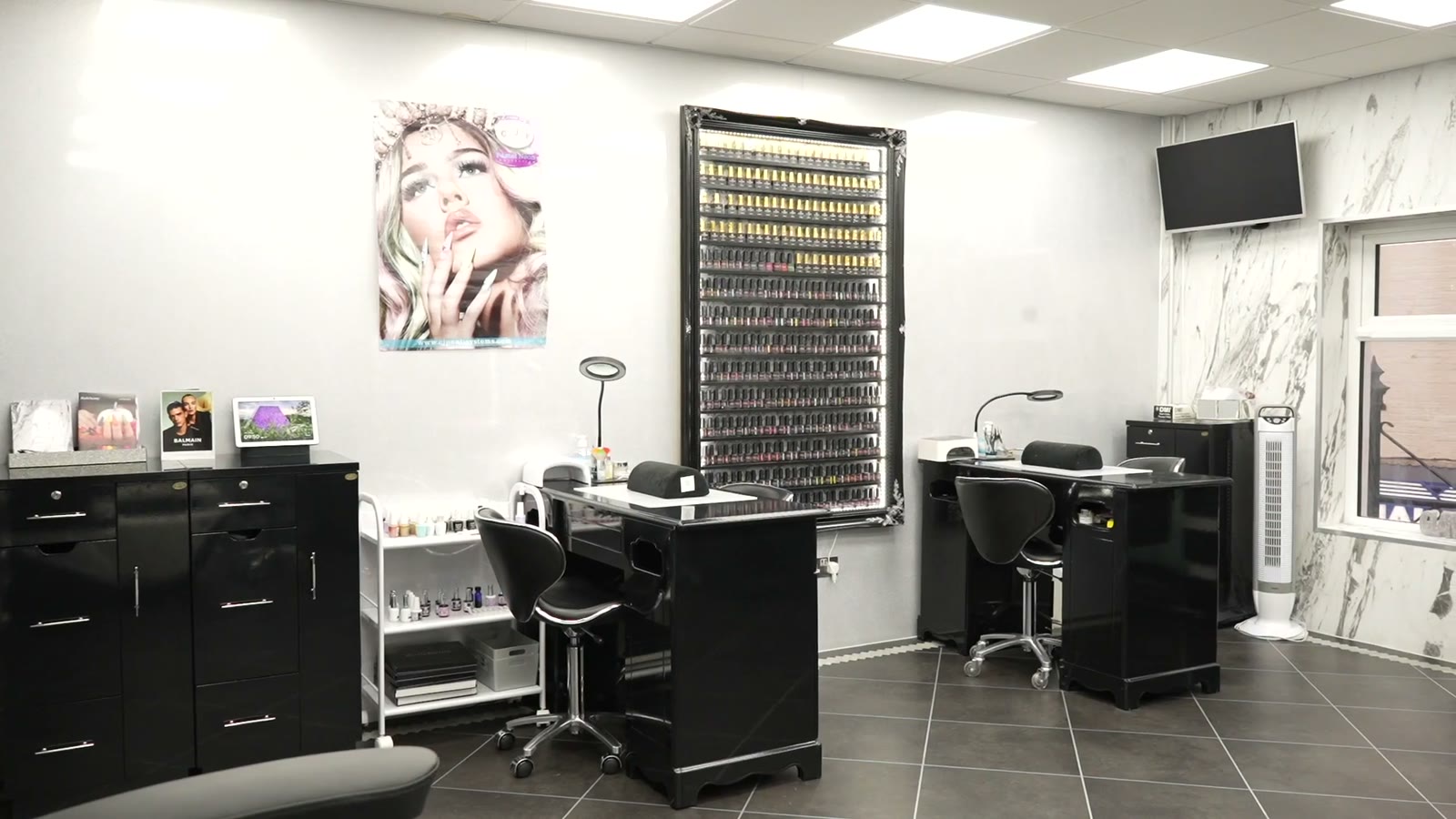 Nail & lash stations at Bright Smiles Beauty